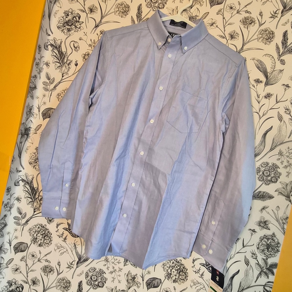 NWT IZOD Boys Large 14/16 Oxford Blue Button Down Shirt School Preppy Ivy League